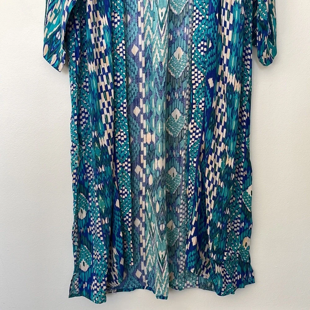 Evereve | Sienna Wrap Kimono Longline Cardigan Robe Blue XS Small Medium Large - Picture 3 of 8